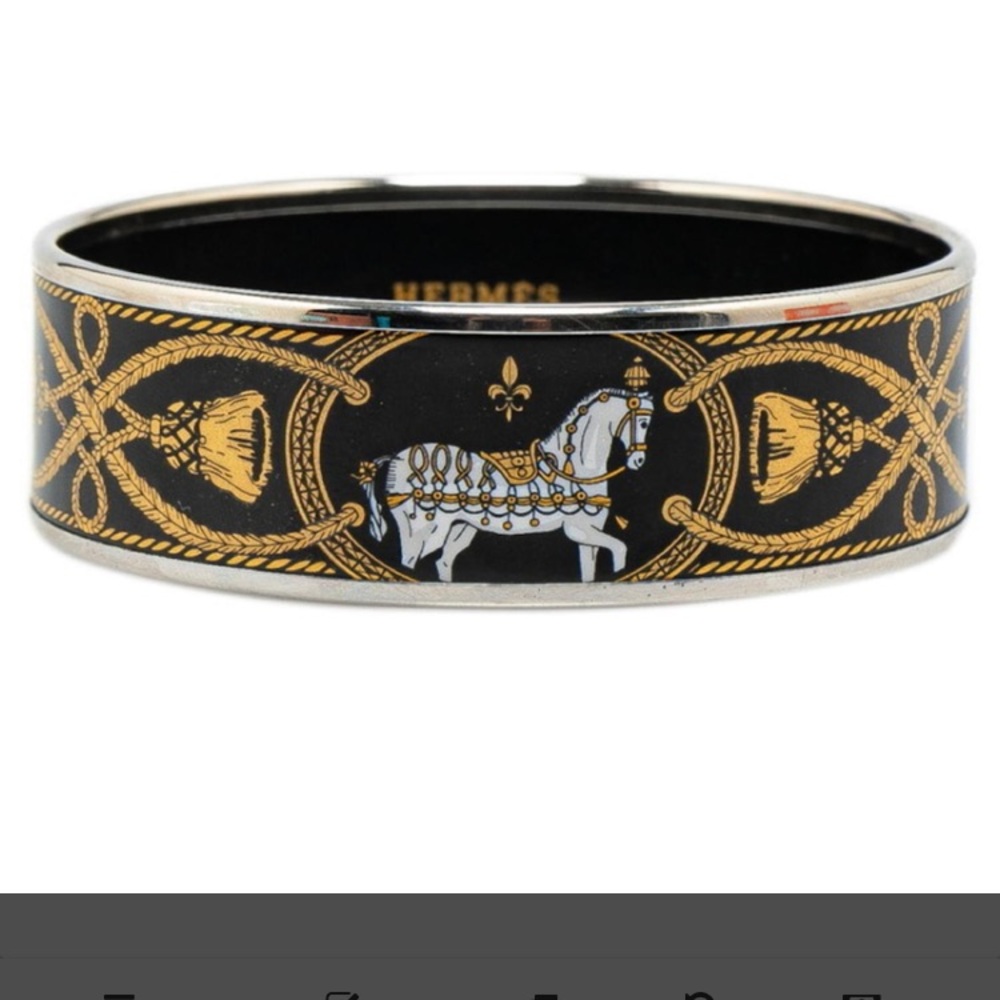 SOLD Hermes Black and Gold Equestrian Bracelet